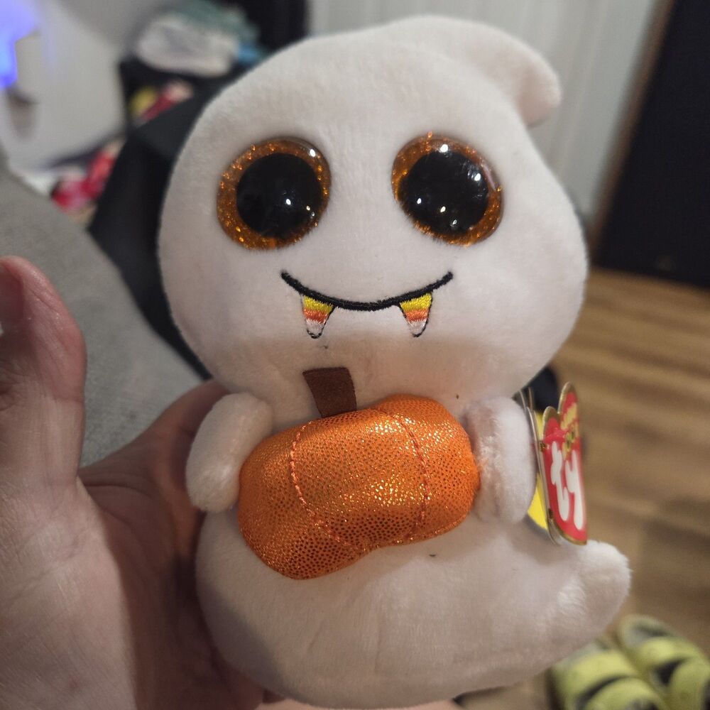 Ty Beanie Boos Scream Ghost 6” Plush Halloween Pumpkin 2017 With Tags